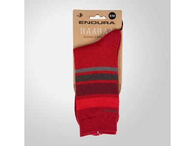 Endura BaaBaa Merino Stripe Socks Red click to zoom image