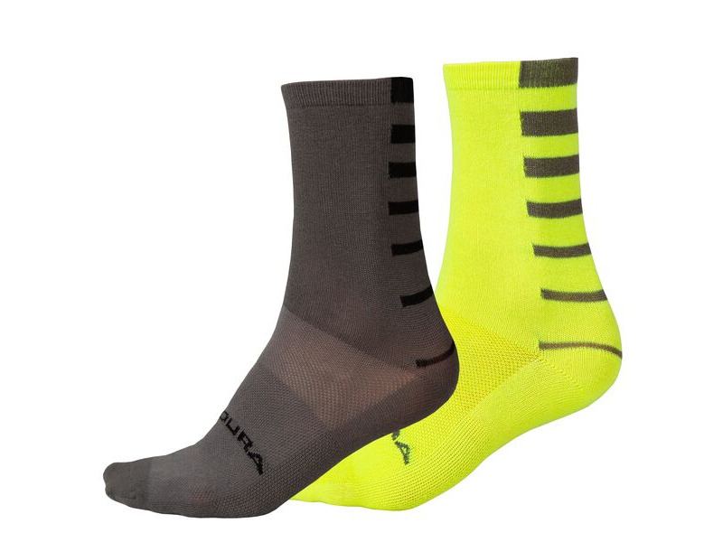 Endura Coolmax Stripe Socks (Twin Pack) Hi-Viz Yellow click to zoom image